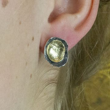 Studs silver oxy + gold plated