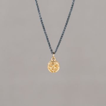 3D GOLD | Collier argent oxy + pendentif 3D G14K rond