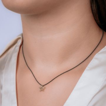 3D GOLD | Necklace silver oxy + 3D pendant G14K star