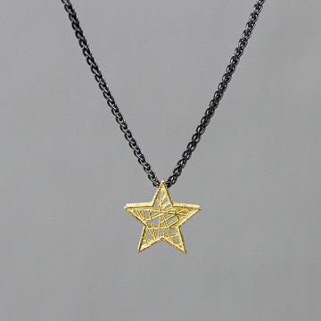 3D GOLD | Necklace silver oxy + 3D pendant G14K star