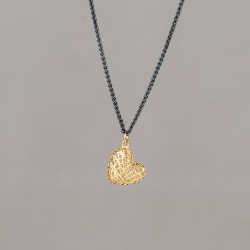 Collier argent oxy + pendentif G14K coeur petit