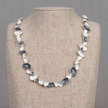 Collier zilver + zilver verguld vleugels