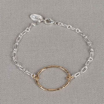 Armband zilver met Goldfilled ovaal