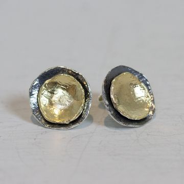 Ohrstecker rund Silber Oxy mit vergoldet