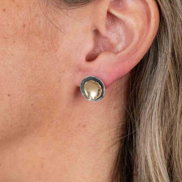 Boucles d'oreilles rondes en argent oxydé plaqué argent