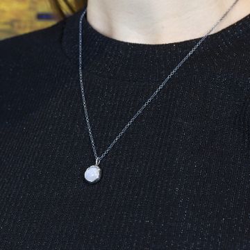 Halskette Silber Oxy + Anhänger Silber + Mondstein