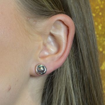 Ohrstecker Silber Oxy shiny + Labradorit
