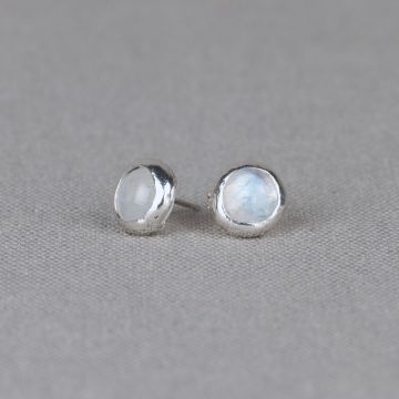 Oorsteker zilver oxy shiny + Maansteen