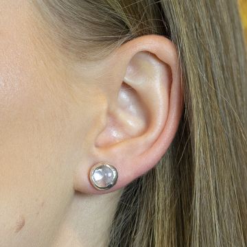 Ohrstecker Silber Oxy shiny + Mondstein
