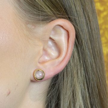 Ohrstecker vergoldet + rosa Mondstein