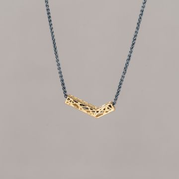 3D GOLD | Collier zilver oxy + hanger G14K 3D wave