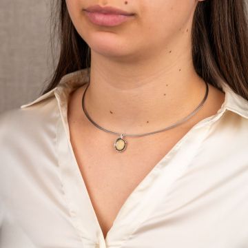 Hanger ovaal zilver oxy + zilver verguld