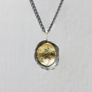 Hanger ovaal zilver oxy + zilver verguld