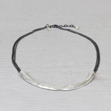 Collier 3-rijig met zilveren glimlach