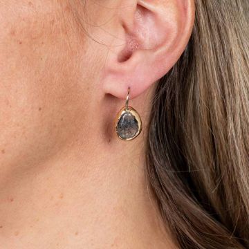 Ohrringe großer Tropfen aus schwarzem Rutilquarz