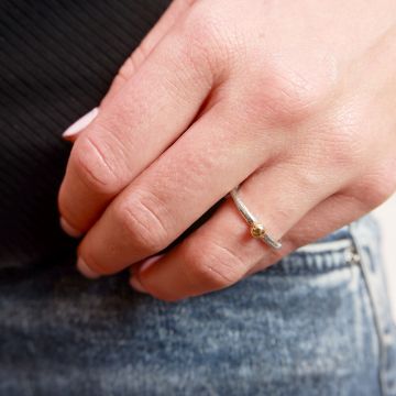 Ring Silber + Kugel 9 Karat