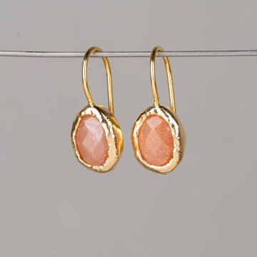 Ohrring Silber vergoldet + rosa Mondstein