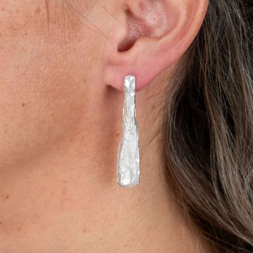 Oorhanger plat lang zilver