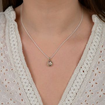 Halskette Weißsilber + Rosa Mondstein