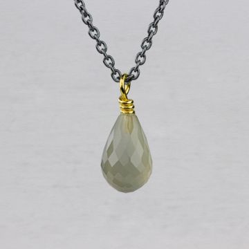 Collier zilver oxy + Grijze Maansteen