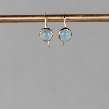 CURLY GEMSTONES | Earring simply G14K + Milky Aquamarine
