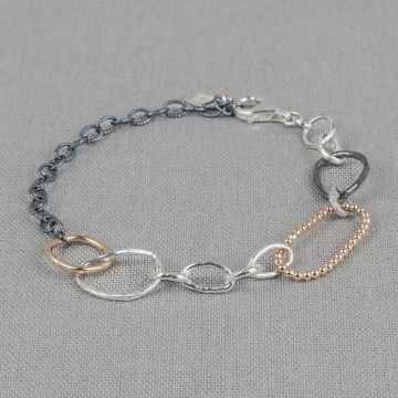 Armband Spaß Silber Oxy + Goldfilled