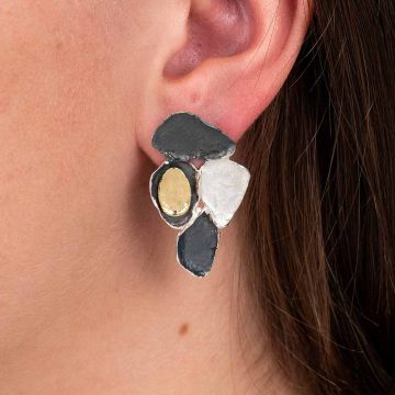 Ohrstecker aus Silber, Oxy, vergoldeter Blumenstrauß