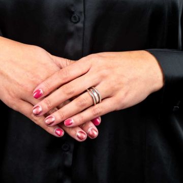 Ring Silber glatt + gehämmerte Drehung