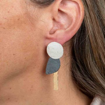 Boucles d&#39;oreilles argentées, oxy, col roulé plaqué or