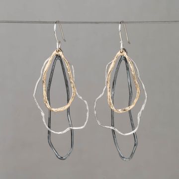 Dreifach-Wolkenanhänger aus Silber, Oxy und vergoldet