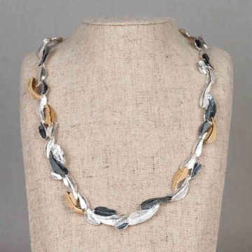 Collier zilver, oxy, verguld stroming