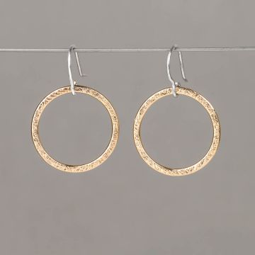 Ohrringe, silber + Goldfilled, runde Struktur