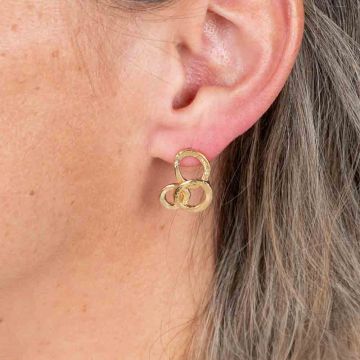 Gold plated organic heart stud earrings