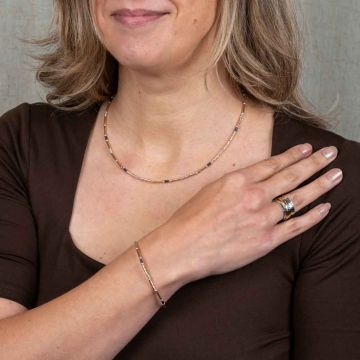 Armbandröhrchen aus Goldfilled, Silber und Hämatit