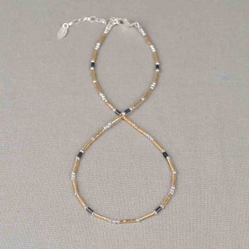 Collier Tubes Stones Goldfilled + zilver + Hematiet