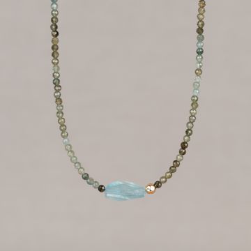 Halskette aus Turmalin, Aquamarin und Goldfilled