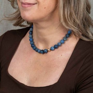 Halskette LIMITIERT Dumortierit + Goldfilled-Kugel