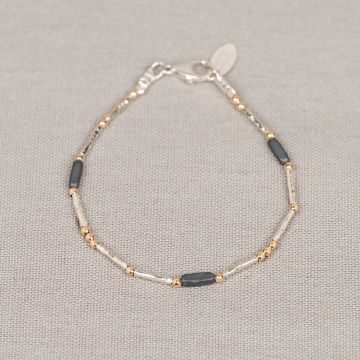 Armband Tubes Elegantes Silber + Goldfilled und Hämatit