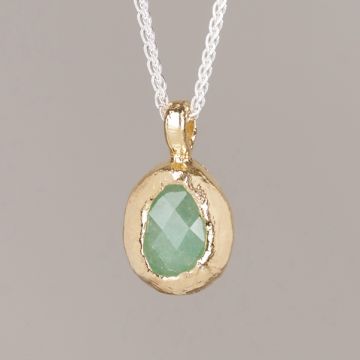 Collier Duo Silber GP + Aventurin Kleiner Tropfen