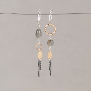 Ohrring Trio Silber Asym Labradorit