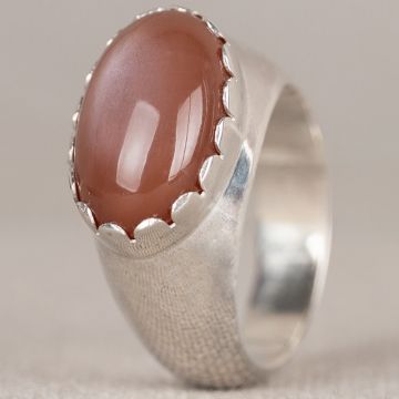 Ring Rustikal Silber + Choco Mondstein