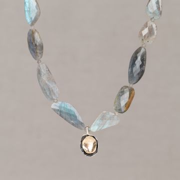 Collier Candy Gems Labradoriet + Hanger ovaal