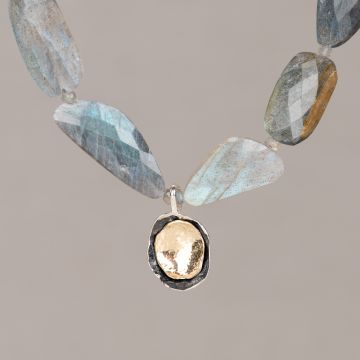 Collier Candy Gems Labradoriet + Hanger ovaal
