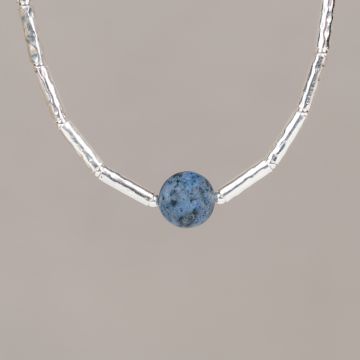 Collier Tubes Silver + Dumortierite