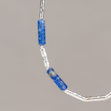 Collier Tubes Silver + Lapis Lazuli