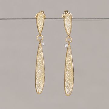 Ohrstecker Leaf Large + Labordiamant 0,02 ct