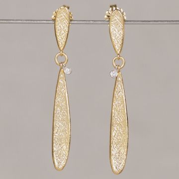 Ohrstecker Leaf Large + Labordiamant 0,02 ct