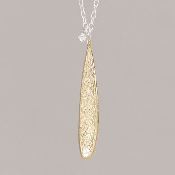 Collier Duo Silver GP Leaf Large + Lab Diamond 0.01 ct